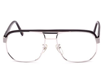 Vintage Pilotbrille 70er Jahre Herren Brille Silber Schwarz Selecta Frame Japan 58 - 19 mm