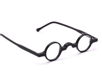 Kleine runde Brille Schwarz Damen Herren 29 - 32mm Modern Klassiker Zeitlos Brillengestell perfekt für hohe Dioptrien Made in Italy Qualität