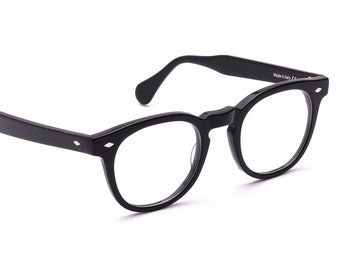 Retro Brille Herren Schwarz 60er Jahre klassischer Stil Made in Italy James D.  super Design tolle Qualität zeitlos