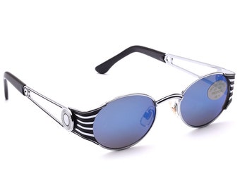 Ovale Sonnenbrille Silber Schwarz Damen Design Mode Blau Spiegel Feminin UV Schutz Tropical 5845