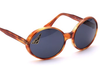 Vintage Sonnenbrille Selecta Brille 70er Jahre Neu Havanna Acetat Mode groß Oval 60-20mm Mod. 538