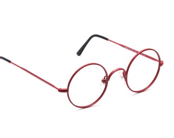 Runde Brille Metall Rot Damen Herren 42 - 20 mm Modern Klassiker Zeitlos Brillengestell