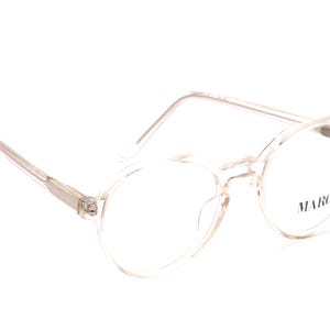Montatura per occhiali unisex in stile panto di MARGI, modello Retro M17, 51-19 mm, aste flessibili, acetato trasparente, stile retrò anni '70, NOS 02/26