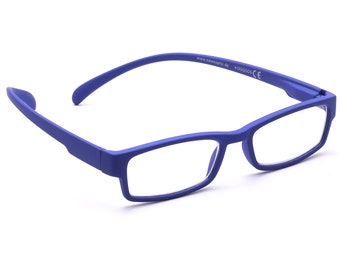 Occhiali da lettura Klammeraffe 01 Blue New Blue per donna e uomo, aste flessibili, da 1,00 a 3,50, con custodia