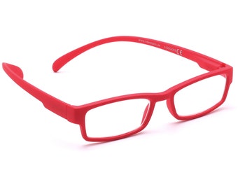 Spider monkey reading glasses 01 halterneck Bright Red women's men's flexible temples 1.00 to 3.50 with case