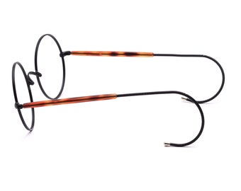 Buy Round Glasses Black Sports Temples 42-22 Mm Women Men Saddle