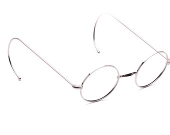 Runde Brille Silber Sportbügel 40mm Damen Herren ohne Pads Klassiker Unisex Retro Made in Italy