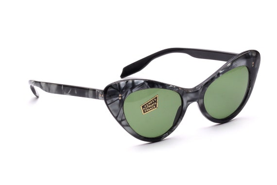 Occhiali da sole vintage da donna Cat Eye, anni '50, grigio perla