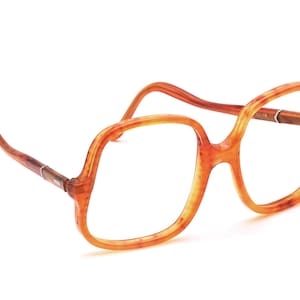 70s vintage ladies oversize glasses frame Mandy acetate mottled amber brown oval square 52-18 mm fashion style #02/25