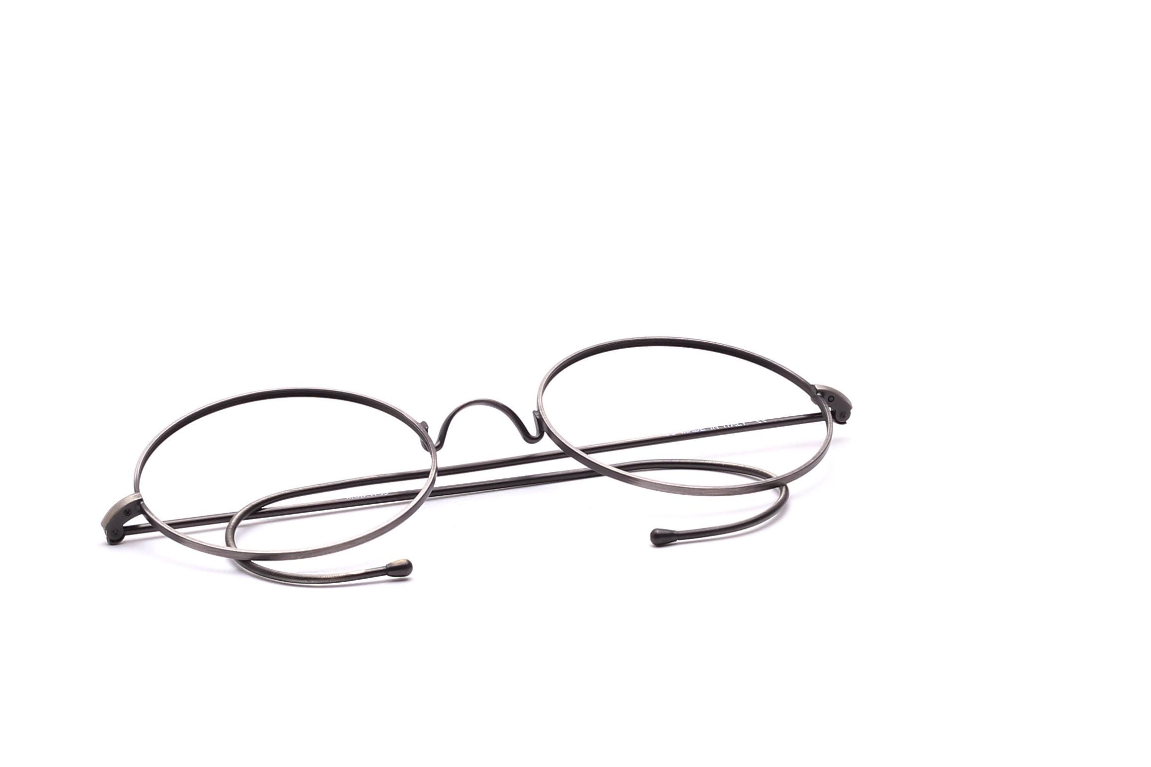Round glasses frame metal Mod. 1700 saddle bridge without pads woven temples antique silver 50 mm