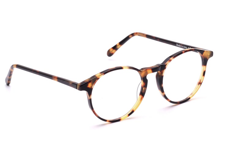 Retro Glasses Men Women Tortoiseshell Color Panto Round Keyhole Bridge ...