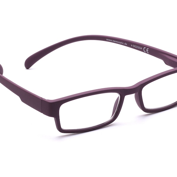 Staple monkey reading glasses 01 neckholder plum women men flex temples 1.00 to 3.50 with case