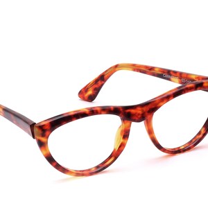 Vintage Cateye ladies glasses frame by Camille Unglik 53-19 mm acetate Havana brown retro style feminine fashion design 90s NOS #11/24-2