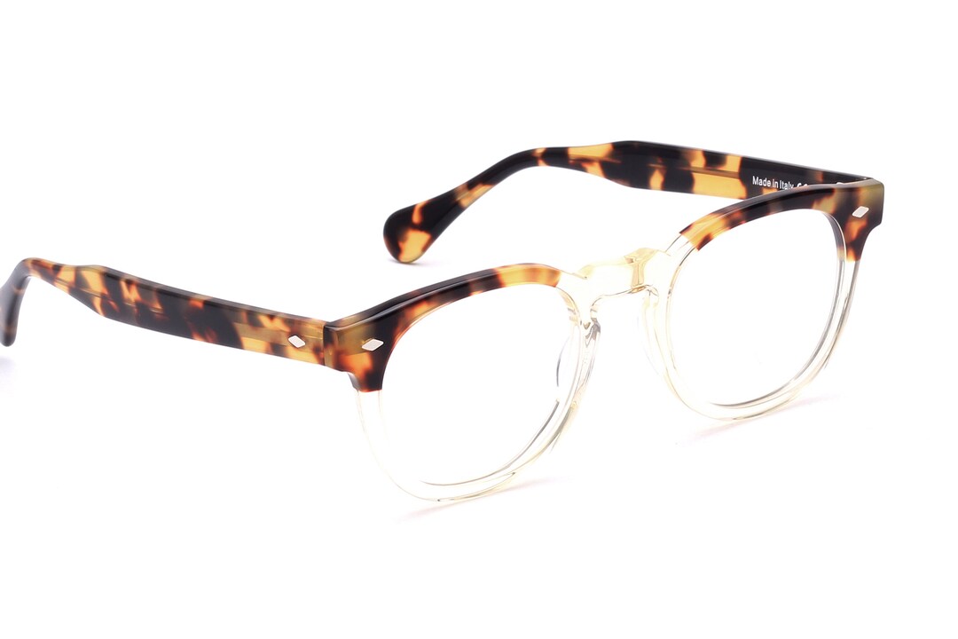 Retro Glasses Men Brown Champagne 60s Style Laminated Square Italy