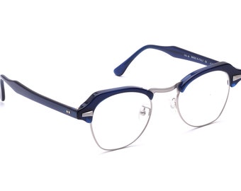 Retro Brille Herren Silber Blau 60er Jahre Stil 47 - 21 mm Modern Klassiker Zeitlos Brillengestell