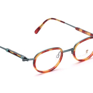 Vintage Neostyle Glasses Frame Women Men Green Brown Metal Oval Design Academic 45-23 mm