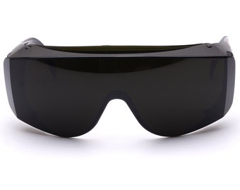 Bollé Sonnenbrille Schutzbrille Schwarz Mod. Squale Seitenschutz Bügel breite Dunkel Besucherbrille oversize