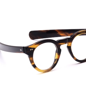 Occhiali da vista retrò Panto Uomo Marrone Castagna Stile anni &#39;60 Rotondi Made in Italy Aste dritte Mod. Swing
