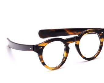 Retro Glasses Panto Men Brown Chestnut 60s Style Round Made in Italy Straight Temples Mod. Swing