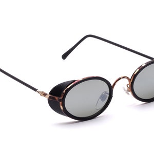 Oval Sunglasses Black Gold with Side Protection by Tropical Women Men Sport Fashion