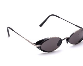 Lunettes de soleil ovales vieil argent vieil or avec petite protection latérale femmes hommes mode style été soleil style tropical 5934