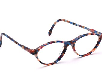 Brille Fassung Damen Acetat Bunt in 54 - 16 mm Retro Stil feminin Mode farbig Design oval 90er Jahre NOS