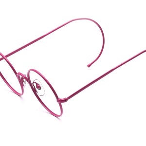 Runde Brille Pink 46mm Damen mit Pads Klassiker Vintage Stil Sportbügel Unisex Retro Mode Metall Stil 90er Jahre John Lennon Stil Bild 3
