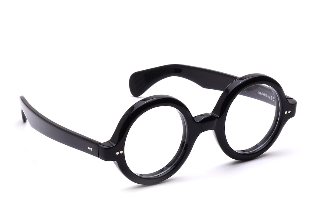 ブラックラウンドフレームメガネ ラウンド メタルフレーム メガネ メンズ ゴールド 黒縁 レディース