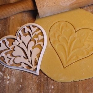 Rosemaling Heart Cookie Cutter | Utstikker Rosemaling Hjerte | Pastry Fondant Dough Biscuit | Valentines Day | Craft Tools