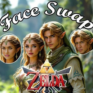 Zelda y Link - Póster de pareja - Intercambio de caras personalizado - Selección de 40 imágenes