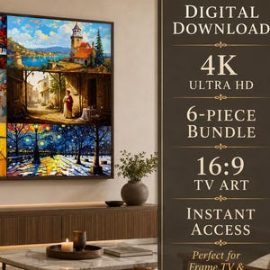 6er Bundle - Samsung Frame TV Art 16:9 Digital Download, 4K Ultra HD Wall Art, Instant Download, Frame TV Display Art