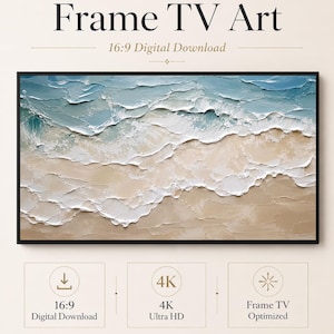 Structured Waves Samsung Frame TV Art, Coastal Beach Digital Download, 16:9 4K Wall Art