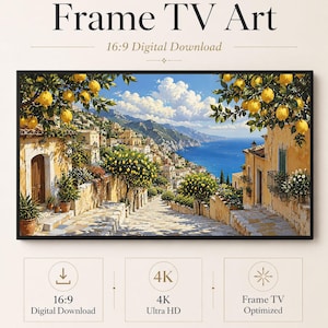 Zitronenbäume an der Amalfiküste Samsung Frame TV Art, Amalfi Lemon Digital Download, 16:9 4K