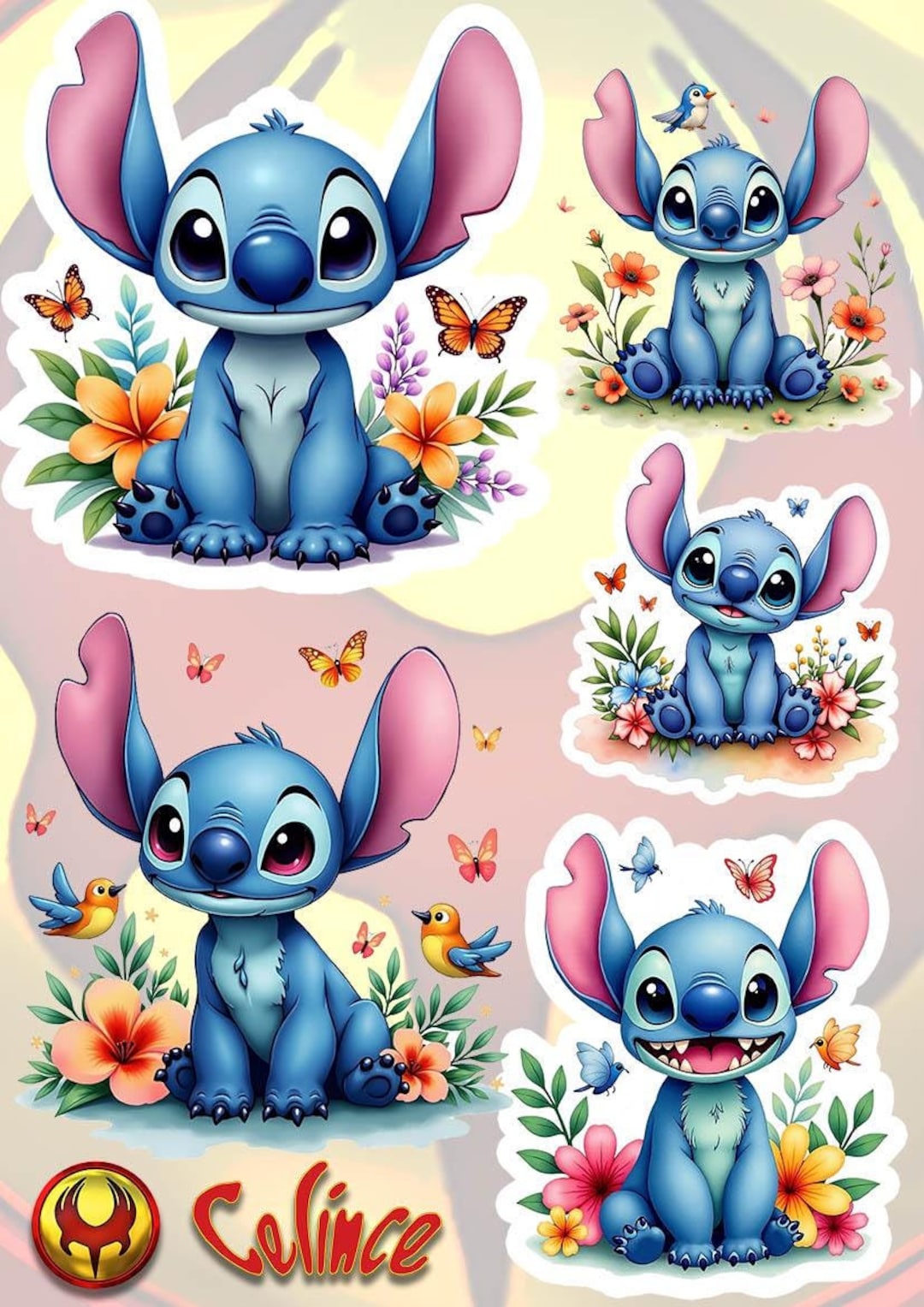 Stitch Type Sticker Stitch Sticker - 5 Digital Stickers + Variant Without White Border ...