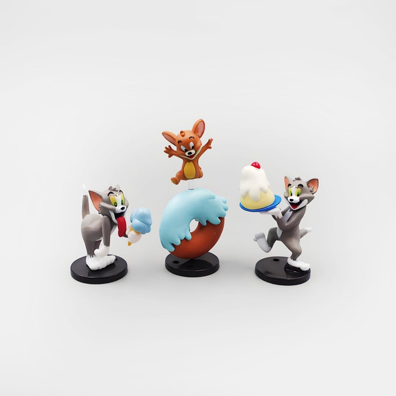 Mini Jerry Cat and Jerry Inspired Figurine Set Cartoon Figure Cake Topper Inspired ...