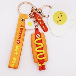 3D Food Keychain | Donut Keychain | Hotdog Keychain | Biscuit Keychain | Milk Keychain | Bread Keychain | Bag Ornaments | Key Ring
