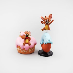 Cat and Jerry Inspired Figurine Set | Cartoon Figure Cake Topper |  Inspired Birthday Décor | Cartoon Jerry Miniature Toys