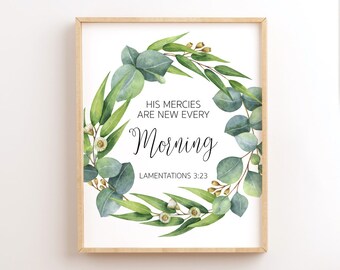 His Mercies Are New Every Morning, Lamentations 3:23, Bible Verse Printable, Scripture Wall Art, Christian Wall Decor, Bible Quote Print