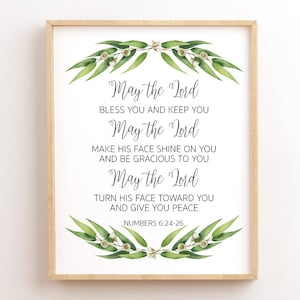 Numbers 6:24 -26, May The Lord Bless You And keep You, Scripture Printables, Bible Verse Wall Art, Christian Wall Decor, Give You Peace