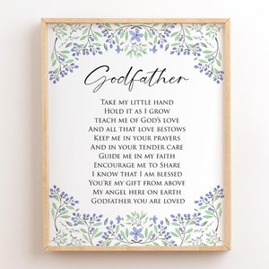 Poema del Padrino Imprimible, Regalo para el Padrino, Lámina de Bautismo para el Padrino, Toma mi Manita, De Ahijado, De Ahijada, De Ahijado