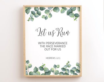 Hebrews 12:1 Bible Verse Printable, Christian Scripture Wall Art (Digital Download)