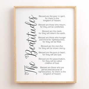 The Beatitudes, Matthew 5:3-10, Printable Bible Verse Wall Art, Printable Scripture Poster, Christian Printable Wall Art, Minimalist, Modern