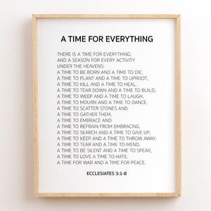 Ecclesiastes 3:1-8, A Time For Everything, Christian Printables, Minimalist Bible Verse Wall Art, Scripture Printable, Christian Wall Art