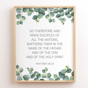 Matthew 28:19, Go Make Disciples Of All The Nations, Scripture Printables, Bible Verse Wall Art, Christian Wall Decor, The Great Commission