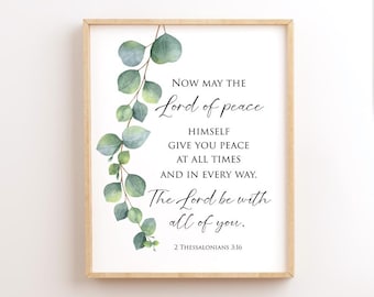 2 Thessalonians 3:16, Printable Bible Verse Wall Art, Scripture Wall Art, Christian Wall Art, The Lord Of Peace, Christmas Digital Download