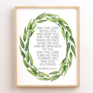 May The Lord Bless You And keep You, Numbers 6:24 -26, Scripture Printables, Bible Verse Wall Art, Christian Wall Decor, Baptism Print Gift