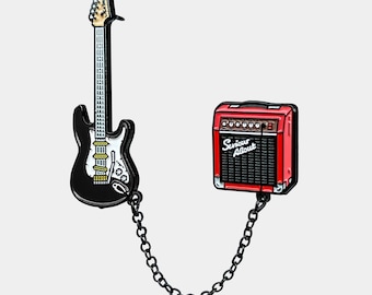 Guitar combo black, chained pin set