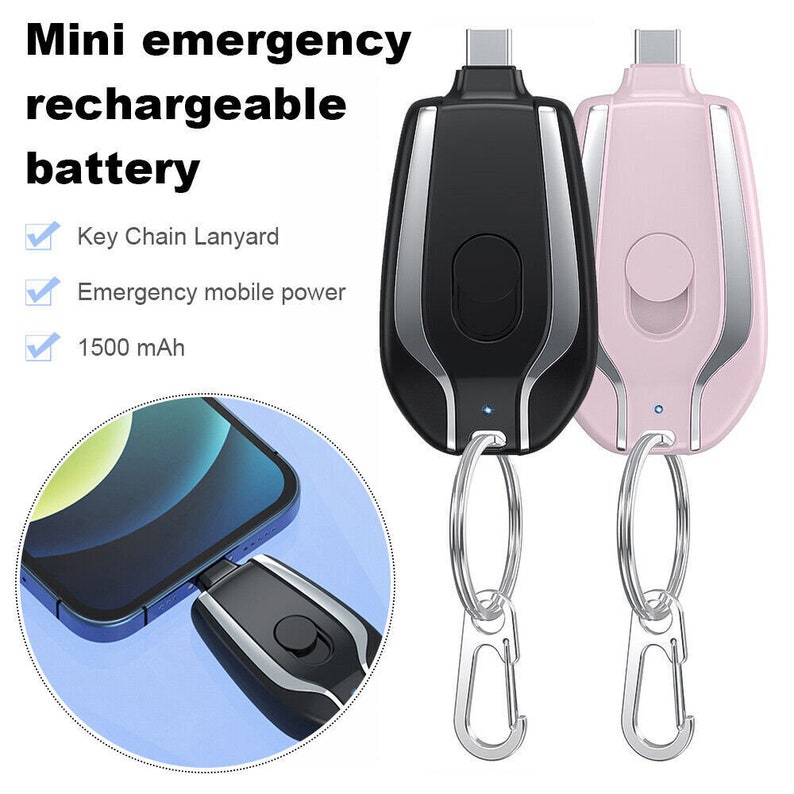 1500mah Mini Power Emergency Pod Keychain Charger With Typec Etsy