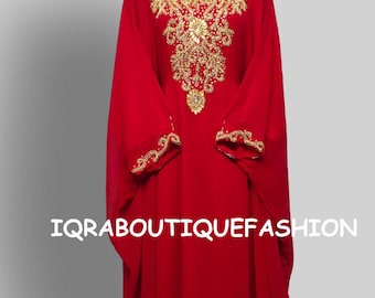 Dubai Moroccan Kaftan Maxi Dress - Hand Beaded Abaya Caftan, Floor Length Arabic Farasha for Party, Wedding, Beach, Stylish Jalabiya