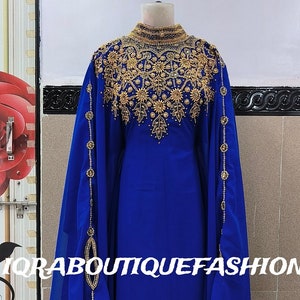 Sale!! Moroccan Dubai kaftan Farasha African Attire Bridesmaid Arabic party wear Wedding kaftan Formal Women Dress Come With Head Scarf Free